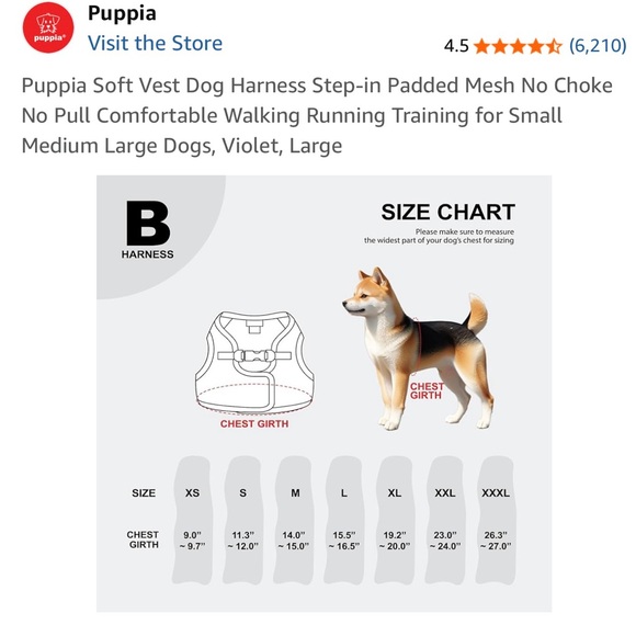 Puppia Violet Mesh Dog Harness Large - Picture 7 of 10